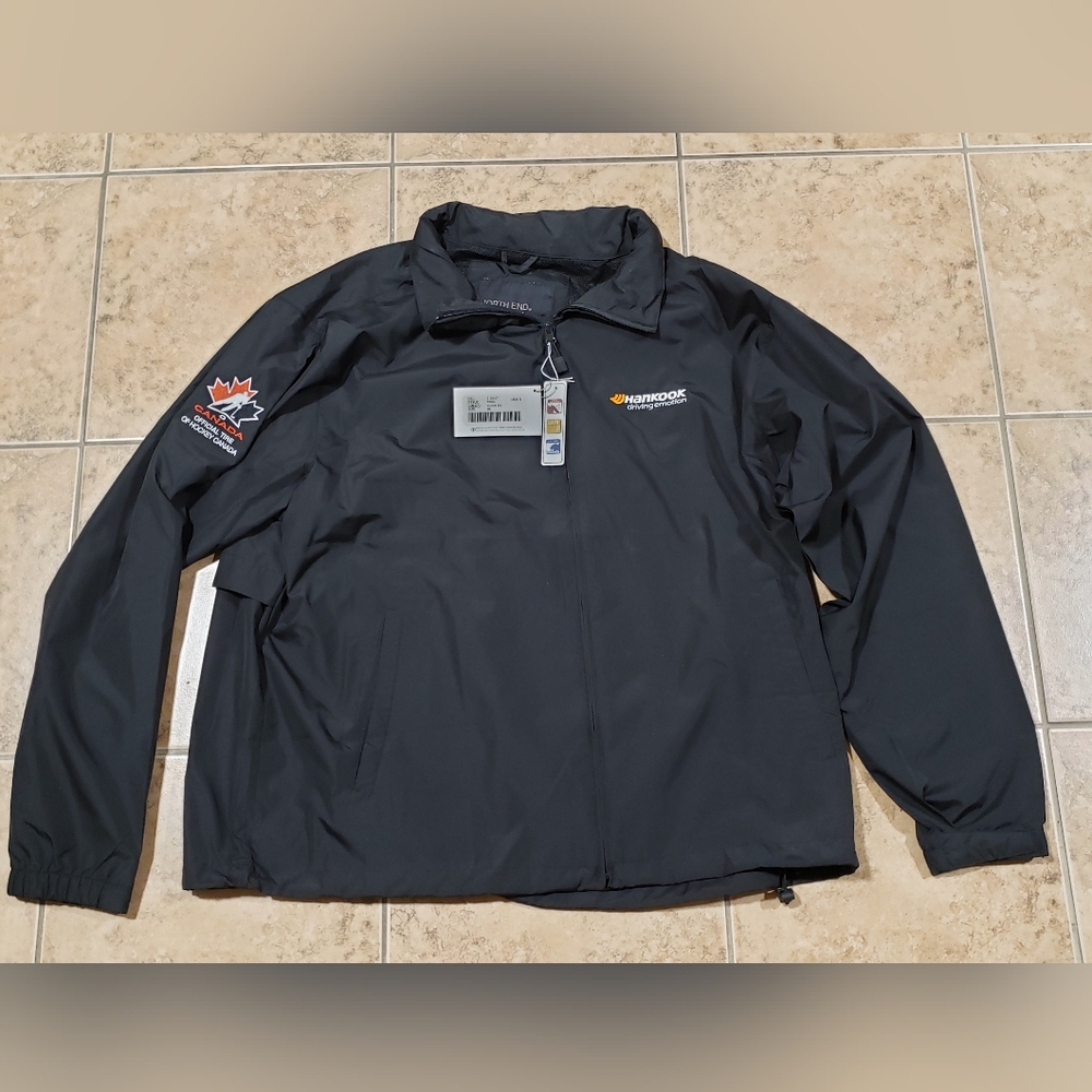 Jacket Windbreaker North End Black (XL) Brand New W/Tags Hankook Hockey Logos. 